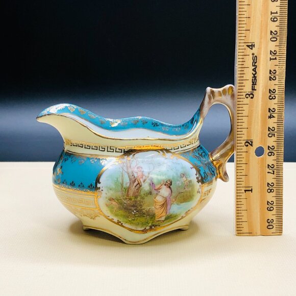 Antique Imperial Crown Austria Porcelain Creamer & Sugar Set: Cherub Tapestry - Picture 14 of 14